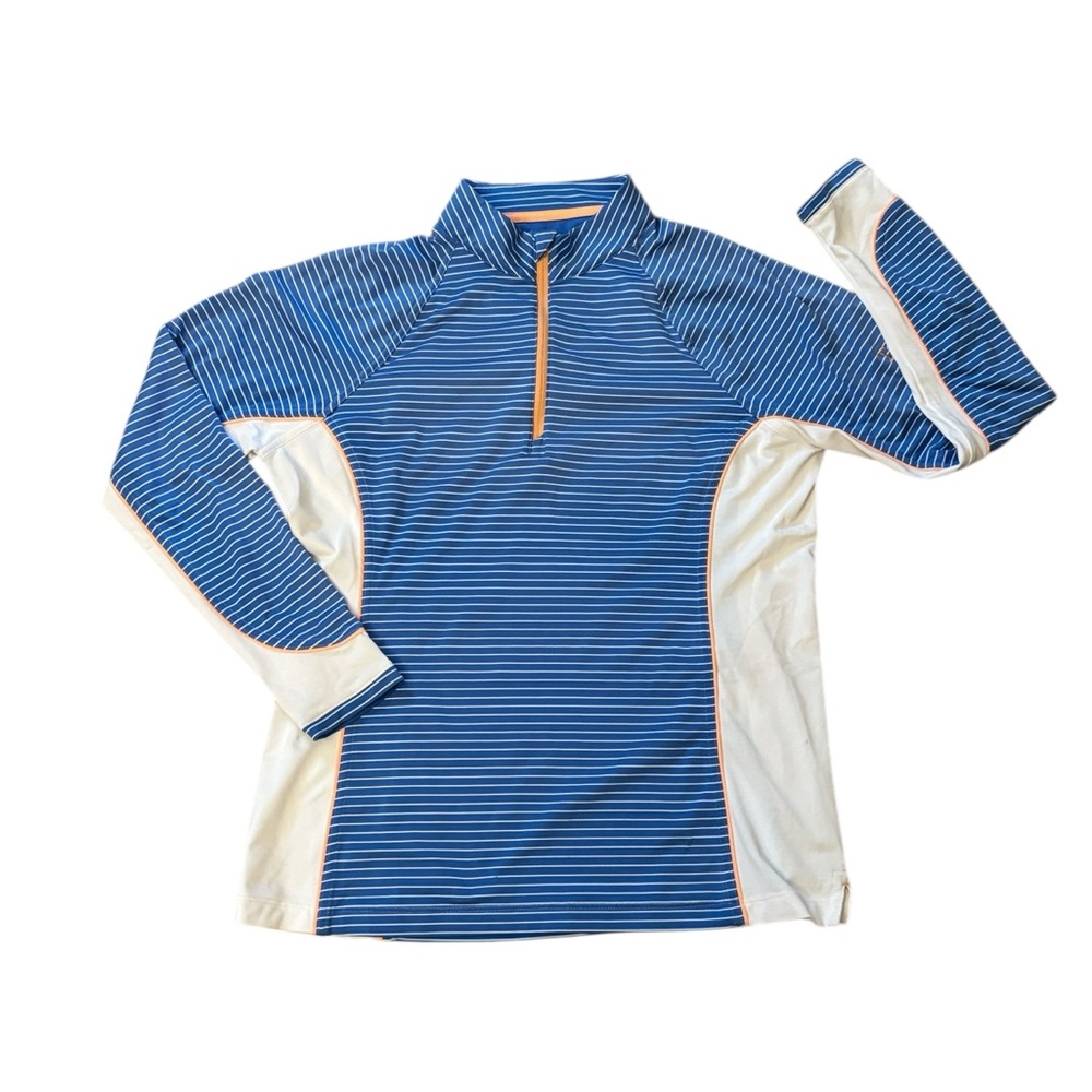 Peter Millar Striped Women's Long Sleeve Quarter Zip Pullover Golf‎ Shirt Size M